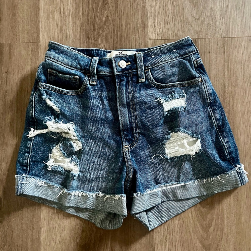 Hollister Blue Distressed Jean Shorts